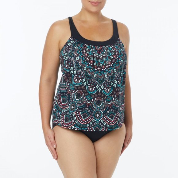 Coco Reef Tankini Set Plus Size Ultra Fit Bra Sized Underwire 2 PIECE 24W/46DD - Picture 3 of 13